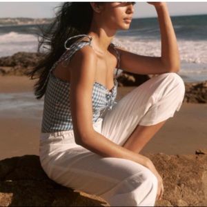 Reformation blue checked linen top RARE